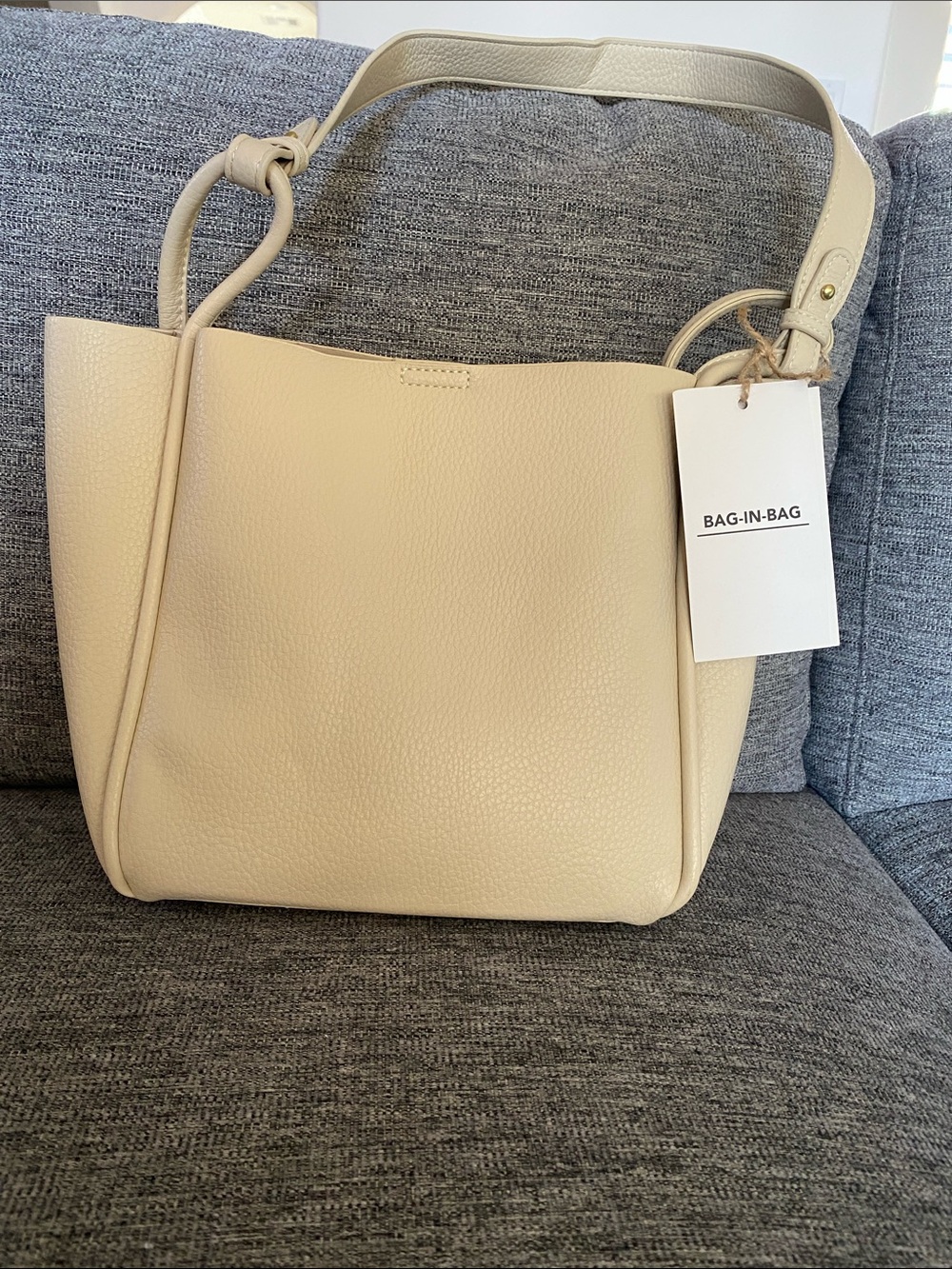 Antik Kraft Cream Pebbled Faux Leather Shoulder Bag